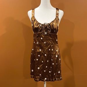 FOR LOVE AND LEMONS PRINTED MINI OPEN BACK DRESS SIZE M